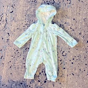 Carters fleece one piece with hood. Baby girl. Size 0-3 months.